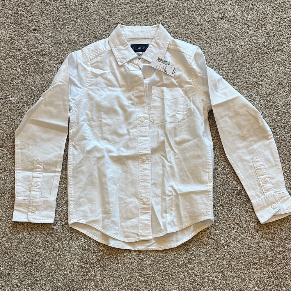 NWT The Children's Place White Boys Long-Sleeve Button-Down Shirt